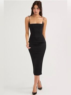 House of CB “Anais” Black Slim Midi Dress
